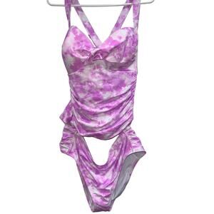 California Waves plus for Macy's pink and white tie dye swimsuit size 16/18 NWT